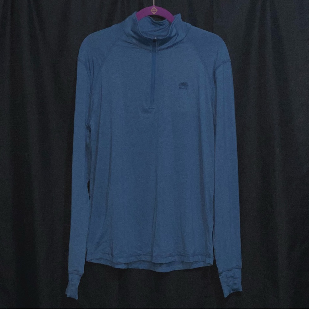 Roots 1/4 Zip Pullover Lightweight Mock neck Long Sleeve Blue Size Medium